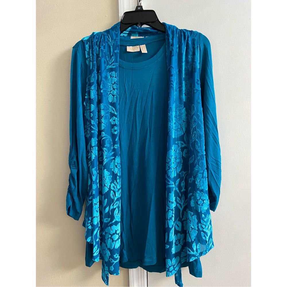 Logo byLori Goldstein twinset with burnout velvet vest, small. NWT